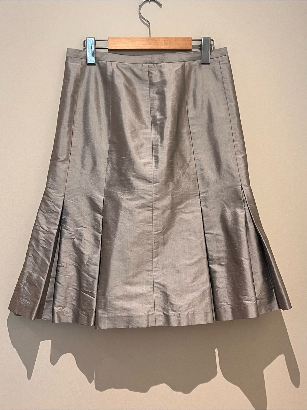 Vintage Tailored 100% Raw Silk Pleated Tulip 90s Y2K Skirt S